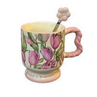 Ins Retro Floral Ceramic Mug with Gift Box, 380ml