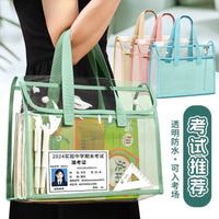 Thickened A4 Transparent Waterproof Document Bag with Handle for Students