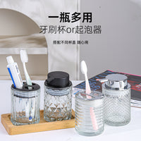 Luxury Glass Bathroom Dispenser & Tumbler Set with Toothbrush Holder