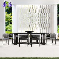 Outdoor Rattan Woven Table and Chair Set Modern Minimalist Leisure Wicker Furniture for Courtyard Villa Hotel Balcony
