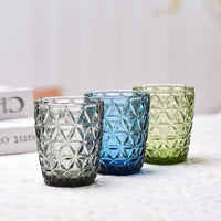 Colored Glass Tumbler Set - Lowball Drinking Glasses for Water, Juice, and Cocktails