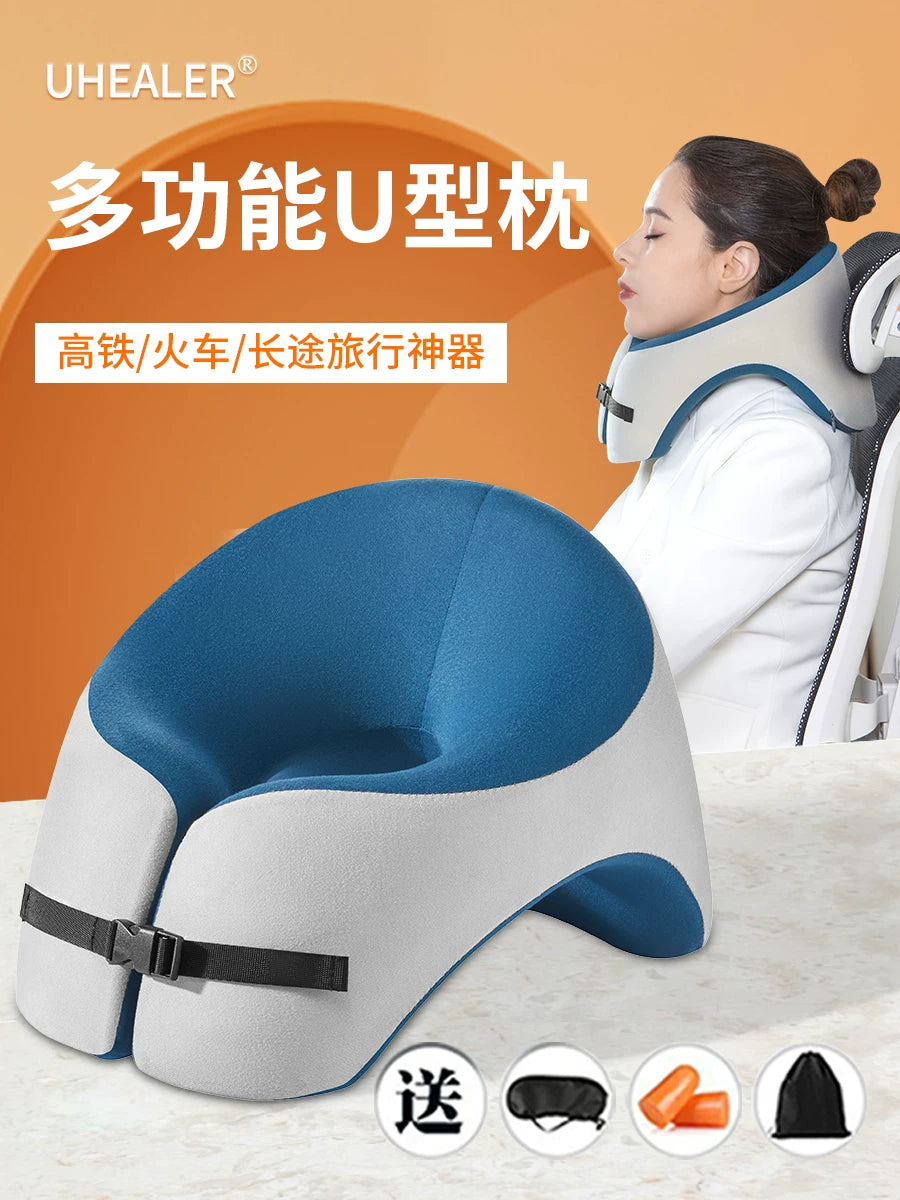 U-Shaped Memory Foam Travel Pillow for Neck Support and Napping