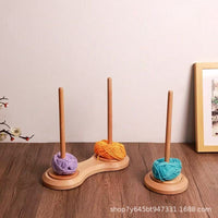 Wooden Thread Spool Holder Yarn Storage Rack Multi-purpose Kitchen Paper Towel Roll Holder Solid Wood Organizer