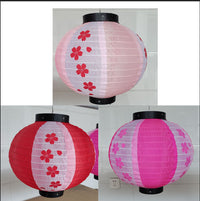 Pink Cherry Blossom Japanese Style Lantern for Outdoor Waterproof Decoration