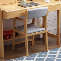 Solid Wood Kids Study Chair with Padded Backrest - Height Adjustable Ergonomic Desk Chair for Students