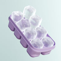 Press-Type Ice Cube Tray with Lid for Easy Release, 8-Grid Ice Maker for Drinks & Sports Bottles