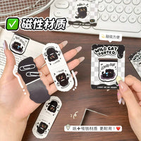 Cute Cartoon Cat Magnetic Bookmarks for Students and Readers, Double-Sided Page Markers
