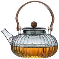 Glass Teapot with Handle for Stovetop, High Temperature Resistant, Pumpkin Design, for Flower Tea and Health Tea