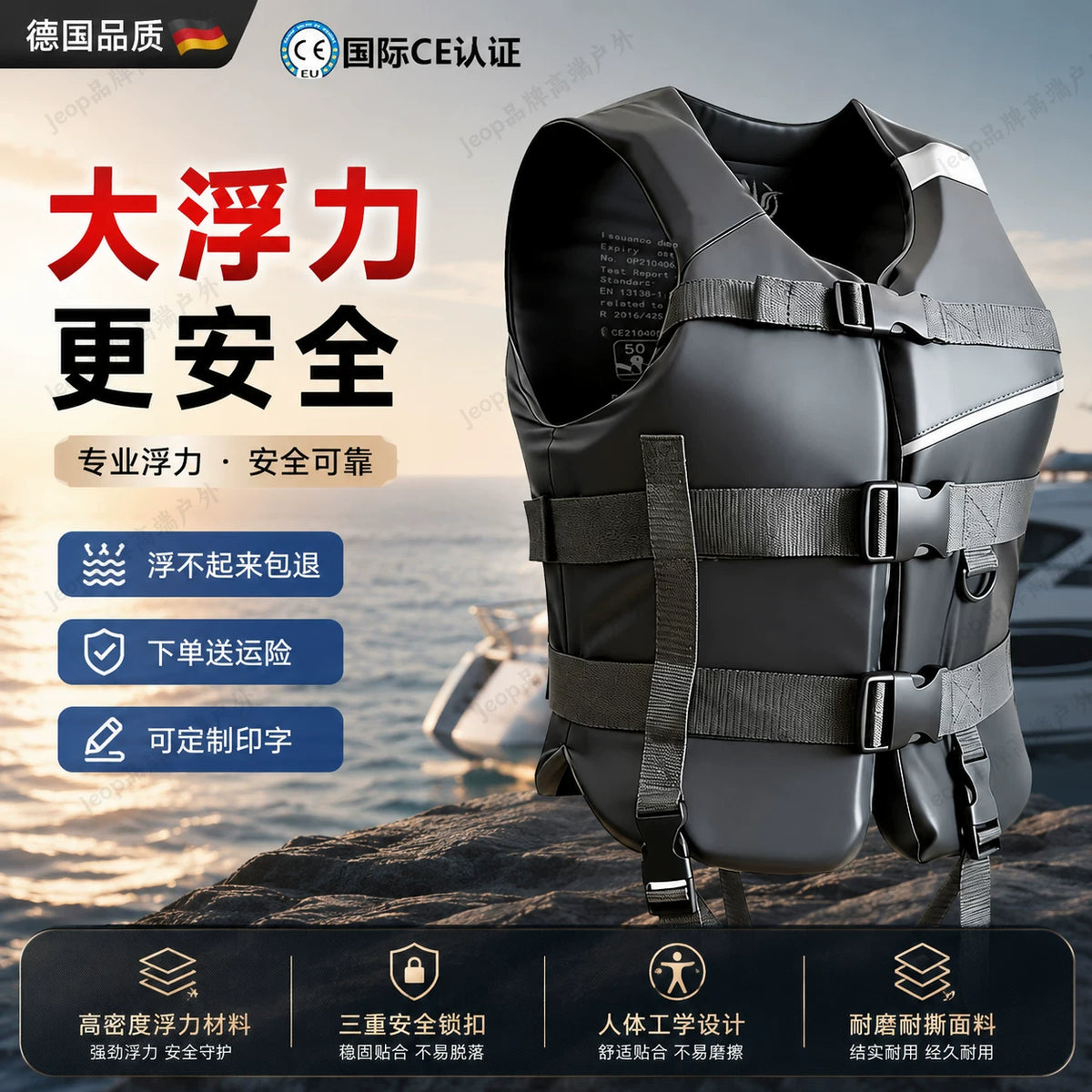 Professional Buoyancy Life Vest for Adults - Boating, Fishing, Swimming, Flood Rescue