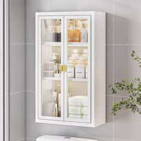 Wall-Mounted Bathroom Storage Cabinet, Waterproof Hanging Organizer with Towel Bar