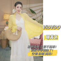 Women's Knit Hollow Out Shawl Breathable Thin Cardigan for Summer