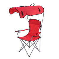 Portable Folding Camping Chair with Canopy and Armrests, Oxford Cloth Beach Fishing Chair