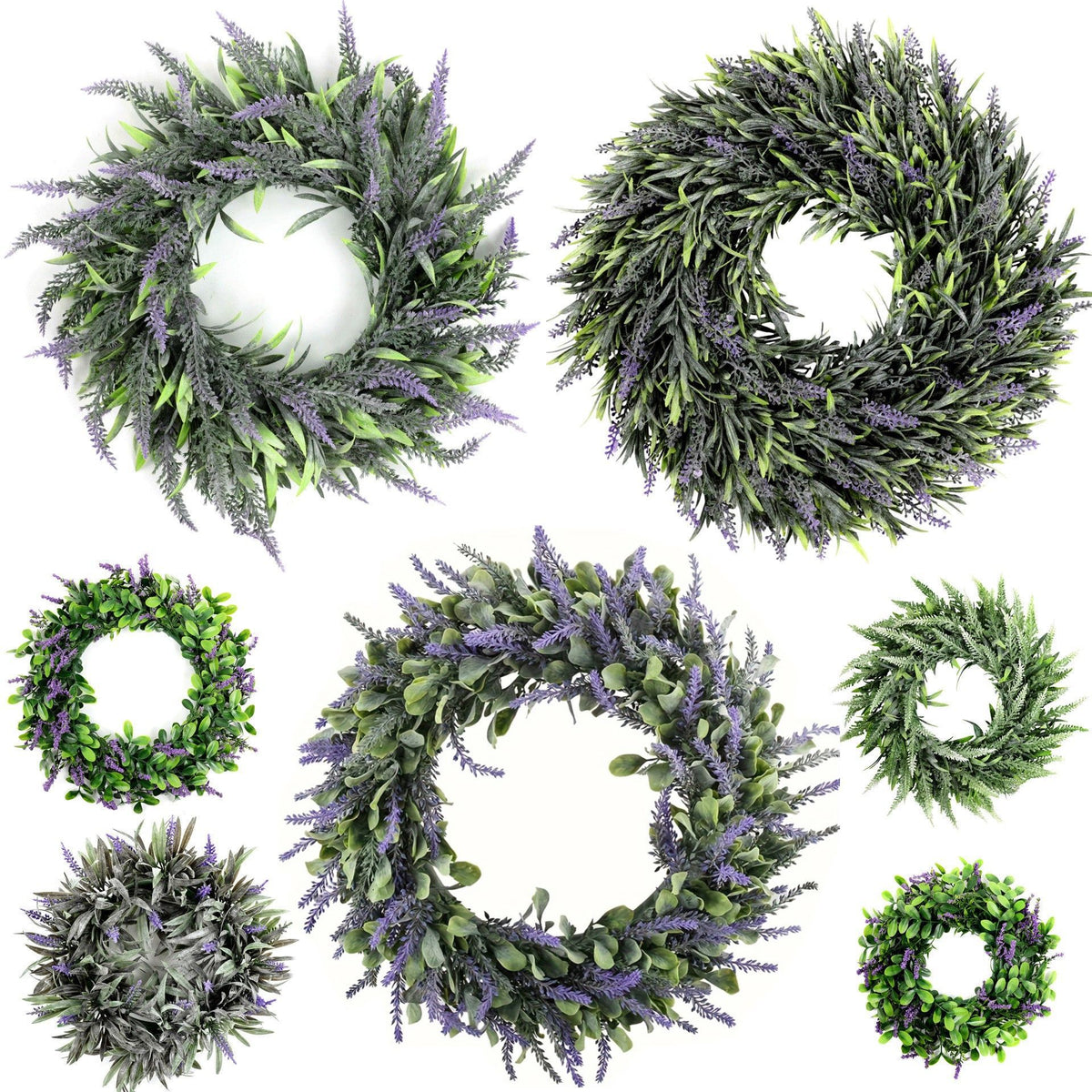 Artificial Lavender Wreath Door Decor Christmas Window Display Green Plant Fake Flower Ornament
