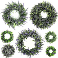 Artificial Lavender Wreath Door Decor Christmas Window Display Green Plant Fake Flower Ornament