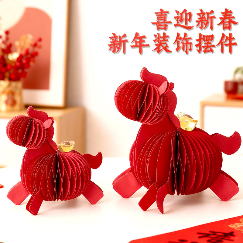 Year of the Horse Honeycomb Paper Art Decoration for Chinese New Year