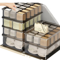 Japanese Style Transparent Underwear Organizer Box with Dividers for Bras, Underpants, and Socks