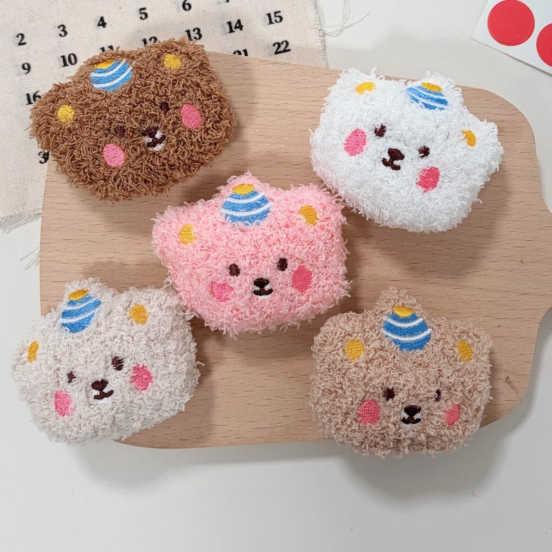 Cute Cartoon Plush Bear Brooch / Pendant for Bags, Hats, and Apparel