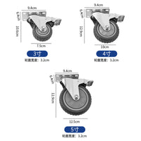 Medium Duty 3/4/5 Inch Single-Axis Swivel Caster Wheels with Brake for Carts and Shelving, Gray