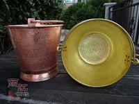Handmade Thickened Copper Bucket for Water, Soup, or Ice - Pure Red Copper or Brass