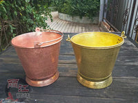 Handmade Thickened Copper Bucket for Water, Soup, or Ice - Pure Red Copper or Brass