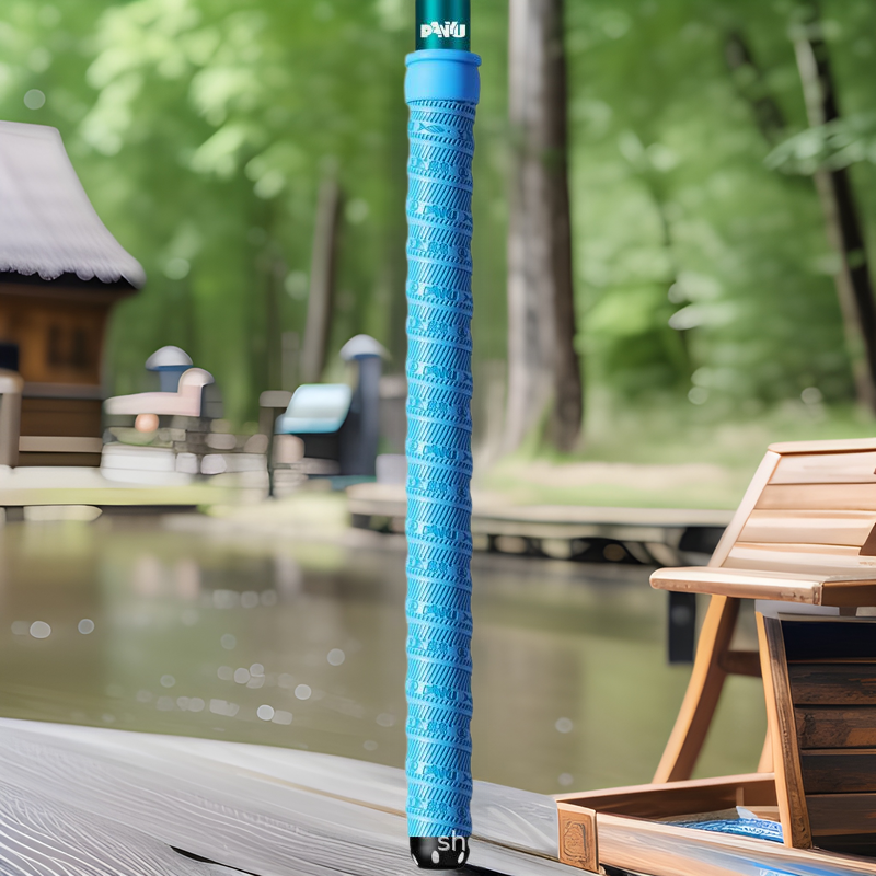 2m PU Leather Non-Slip Fishing Rod Handle Wrap Tape with Rod Stop