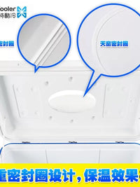 Portable Insulated Cooler Box with Wheels for Outdoor Camping Fishing and Food Delivery