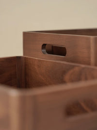 Solid Wood Storage Basket with Handle, Desktop Organizer Bin, Open-Top Wooden Storage Box