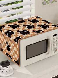 Cartoon Capybara Microwave Oven Dust Cover Linen Blend Refrigerator Washing Machine Top Cover
