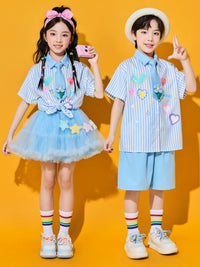 Kids' Cheerleader Performance Uniform Set for School Sports Events and Dance