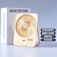 Ultra-Thin Portable Card Fan with Phone Holder for Desk, Camping, and Outdoor Use