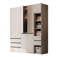 Segmented Wardrobe for Home Bedroom, OSB, Handle-Free, Integrated Finished 18mm Thick Hinged Door Wardrobe for Clothes