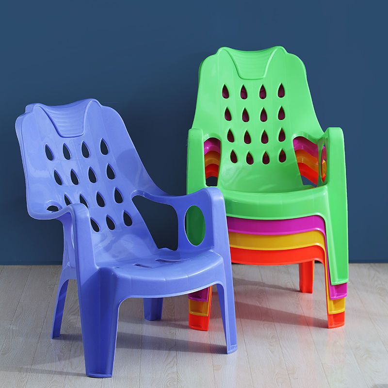 Foldable Reclining Beach Chair with Armrests and Headrest, Heavy-Duty Plastic Lounge Chair for Outdoor Relaxation