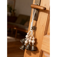 Vintage Style Wooden Bead and Alloy Wind Chime - Floral and Star Pattern Home and Door Handle Hanging Decor