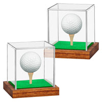 Golf Ball Acrylic Display Case with Wooden Base Dustproof Storage Cover