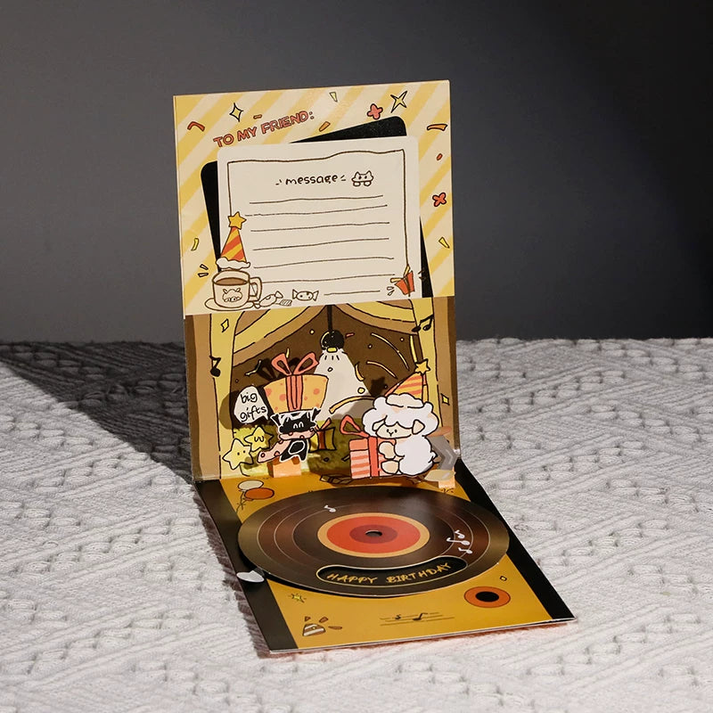3D Pop-Up Musical Birthday Card with Recording Function and LED Lights