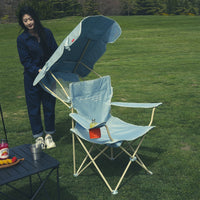 Portable Folding Beach Chair with Canopy and Armrests for Outdoor Camping Fishing
