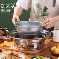 Korean Style Non-stick BBQ Grill Stainless Steel Round Charcoal Grill Smokeless Portable Commercial Outdoor Roaster
