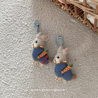 Korean INS Style Forest Cotton Linen Rabbit Keychain Pendant for Bags