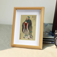 Confucius Portrait Desk Ornament with Glass Photo Frame for Study Room Decor
