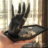 Gothic Demon Hand Jewelry Holder, Twisted Skeleton Finger Display Stand for Dressing Table