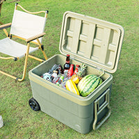 Portable Insulated Cooler with Wheels for Camping, Picnics, Fishing, and Food Preservation
