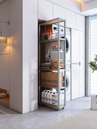 Slim Balcony Storage Cabinet with Drawers and Pegboard, Narrow Gap Organizer with Wheels