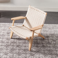 Rattan Woven Solid Wood Armchair Nordic Modern Minimalist Balcony Leisure Sofa Chair