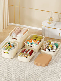 Lidded Storage Bins for Desk Organization, Thickened Household Storage Boxes for Snacks, Toys, and Cosmetics