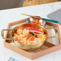 Korean Style Stainless Steel Hot Pot with Double Handles for Ramen, Seafood, and Gatherings