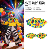 Halloween Clown Costume Set with Ruffle Collar and Cuffs for Parties and Performances