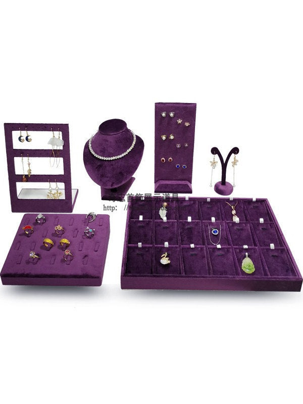 Velvet Jewelry Display Tray for Rings, Necklaces, and Bracelets - Desktop Organizer and Showcase