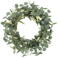 Artificial Eucalyptus Wreath with Berries for Door Wall Decor