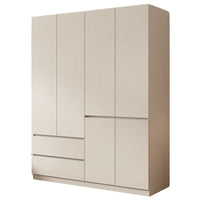 Modern Minimalist Solid Wood Wardrobe for Bedroom, Light Luxury Storage Cabinet, Cream Style, Floor-to-Ceiling Design
