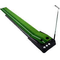 Golf Putting Green Practice Mat Set with Adjustable Slope and Ball Return